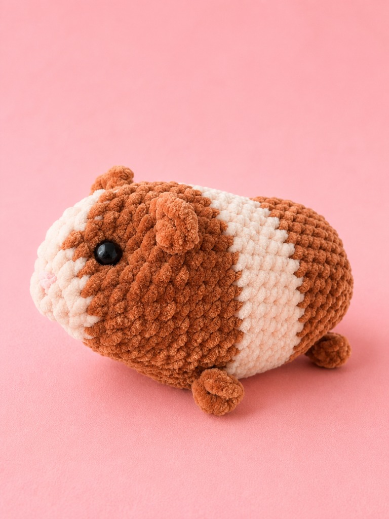Handmade crochet guinea pig plushie by Amy