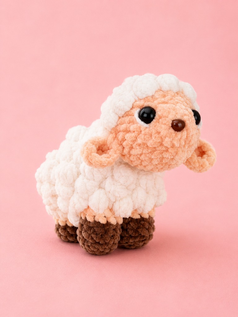 Handmade crochet sheep plushie by Amy